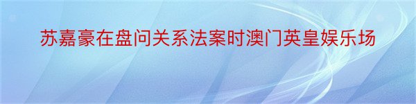 苏嘉豪在盘问关系法案时澳门英皇娱乐场