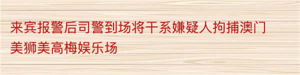 来宾报警后司警到场将干系嫌疑人拘捕澳门美狮美高梅娱乐场