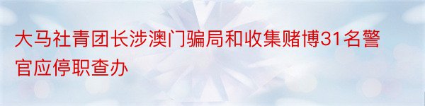 大马社青团长涉澳门骗局和收集赌博31名警官应停职查办